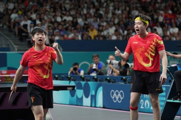 奥运乒乓混合赛莎头4-2朝鲜爆冷体育选手       为中国队拿下第6金