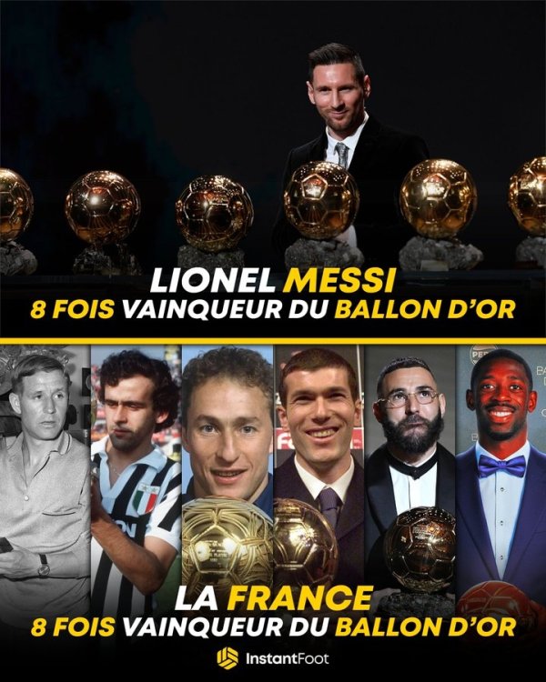 追平梅西！法国球员已8次获得金球奖，追平阿根廷金球奖数量